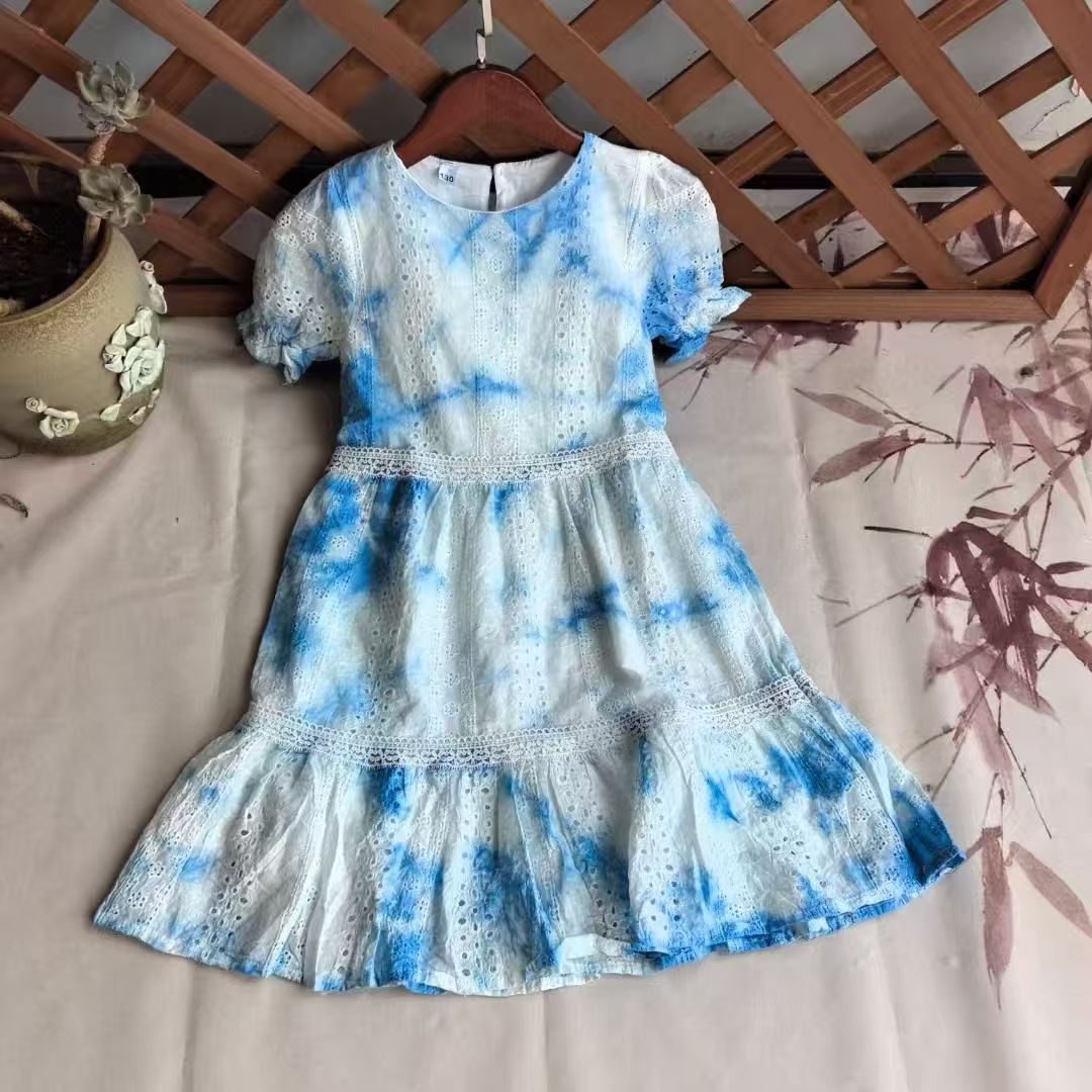 扎染女童连衣裙